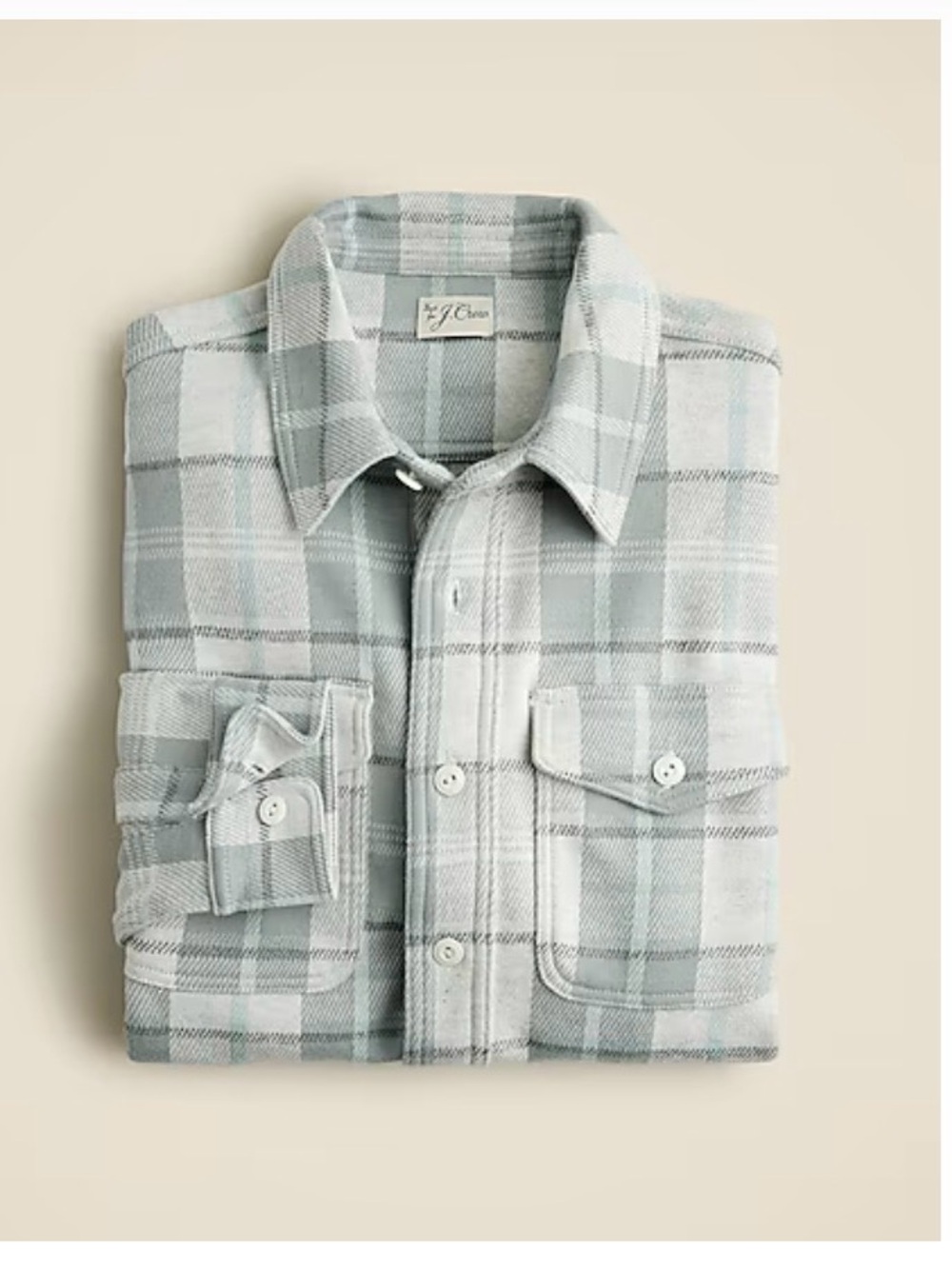 J. Crew Men's Light Gray and Pale Blue Plaid Button-Down Shirt